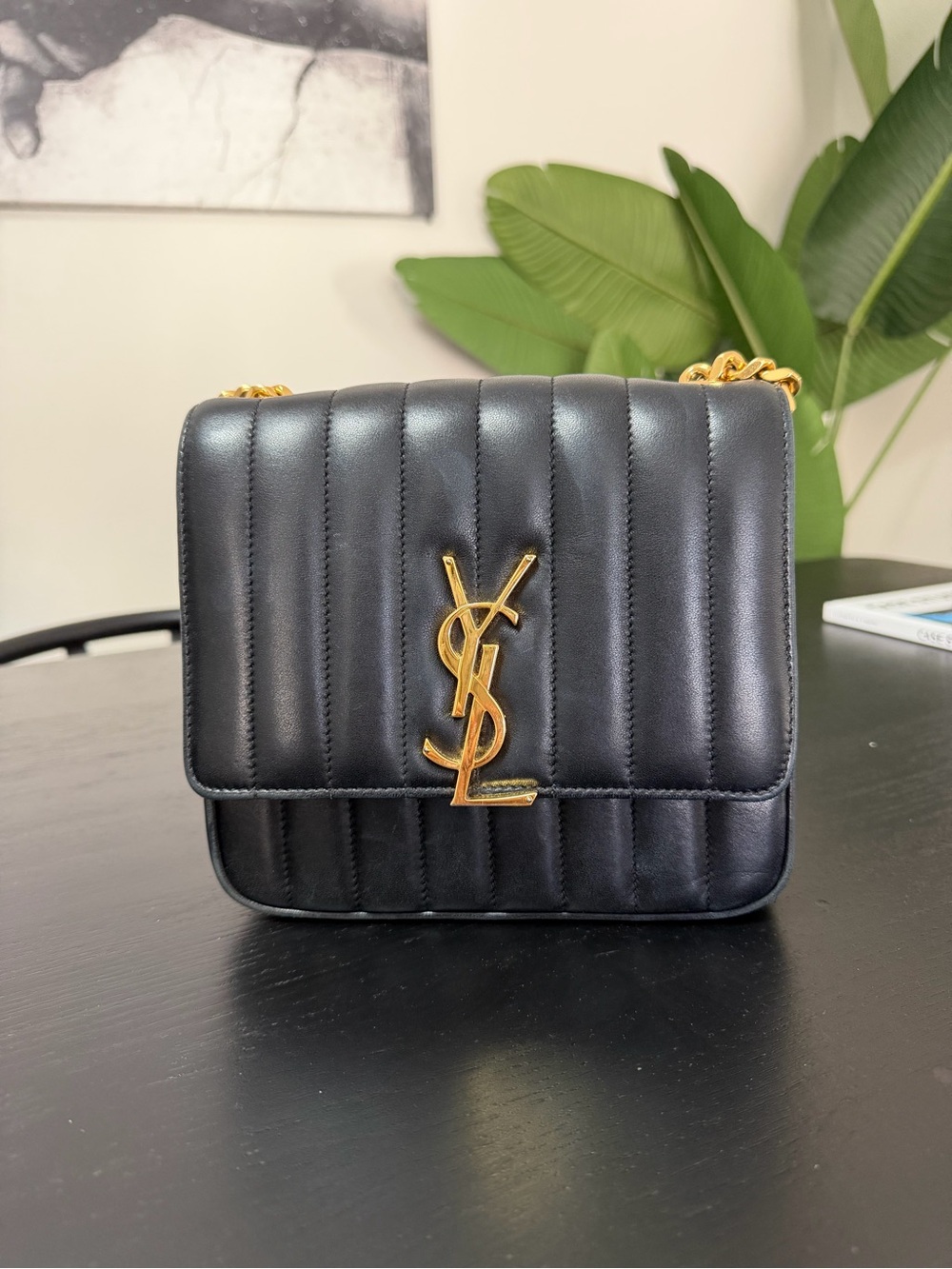 Saint Laurent Black Quilted Leather Crossbody with Gold Hardware - Picture 4 of 8